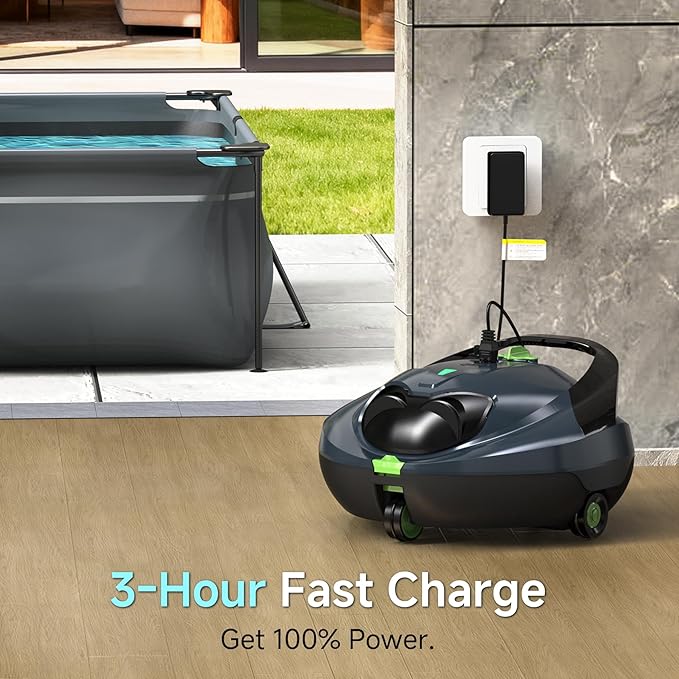 Pooloob PF1 Cordless Robotic Pool Vacuum Cleaner for Above & In-Ground Pools with Retrieval Buoy, Max Cleaning Coverage 1345 Sq.ft, 150Mins Runtime, Self-Parking, Fast Charging, Deep Gray