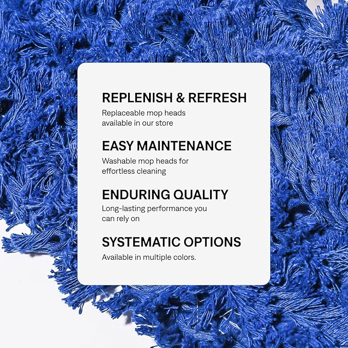 24 Inch Blue Commercial Dust Mop & Floor Sweeper with Extendable Handle – Mop for Hardwood, Tile, and Concrete Floor Cleaning