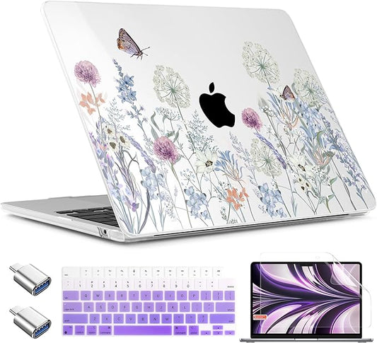 TWOLSKOO Compatible with MacBook Air 13 inch Case M5 2026 M4 2025 M3 M2 2024-2022 A3449 A3240 A3113 A2681, Plastic Hard Shell & Keyboard Cover for MacBook Air 13.6 inch Case, Dandelions