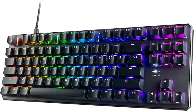 TECWARE Phantom+ 87 Mechanical Gaming Keyboard | RGB LED Backlit | Hot Swappable Wraith Red Switches | 87 Key TKL Layout | Thocky Sound Profile | Detachable USB-C Wired | Black