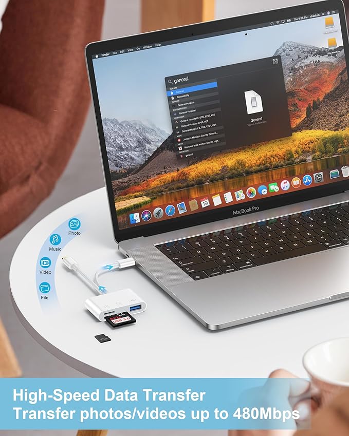 3 in 2 Lightning & USB-C SD Card Reader for iPhone 17 16 Pro Max 15 Plus 14, Dual Port OTG MicroSD Memory Card Reader Dongle Adapter with SD/TF/USB3.0 Slot for Camera iPad Galaxy S25 S24 Mac Air/Pro