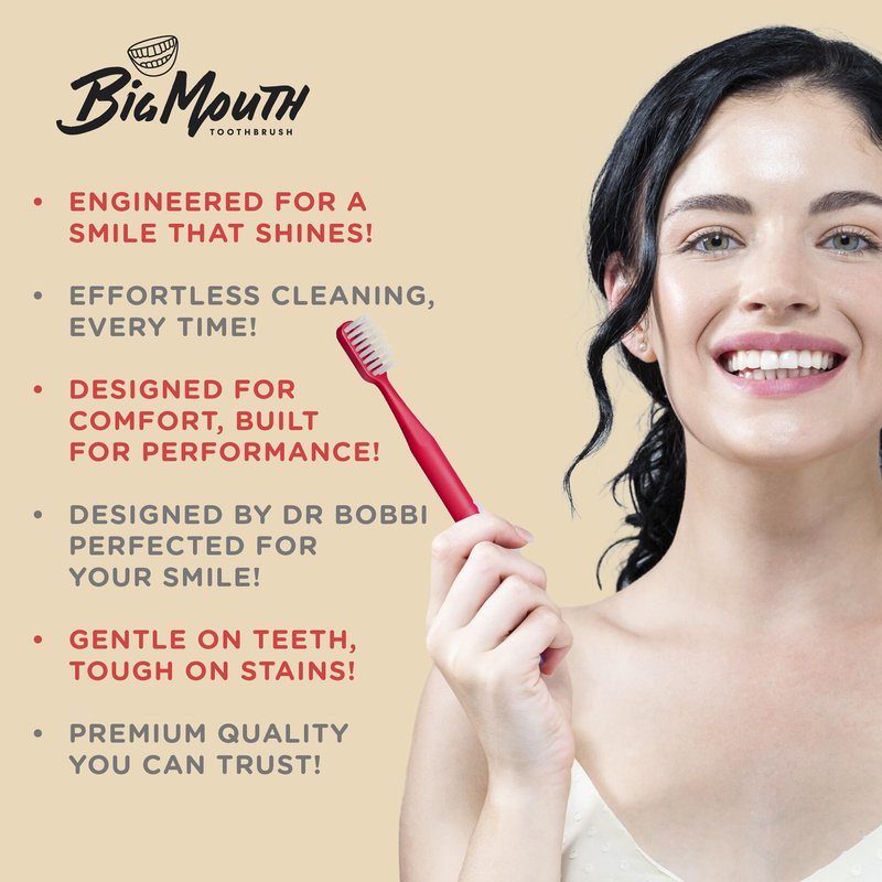 Big Mouth Manual Tooth Brush - Wide Head Soft Toothbrushes for Adults - Premium Quality Large Head Soft Bristle Toothbrush for Maximum Coverage, Designed for Ages 12 and Up, Efficient Brushing (4)
