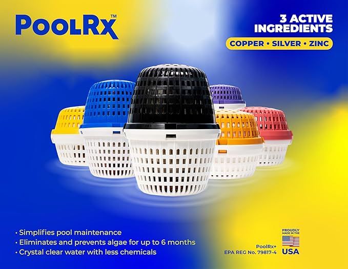 PoolRx+ Mineral Algaecide Unit + Booster Combo, Treats 7.5K-40K gallons for up to 6 Months, New Formula with Silver.