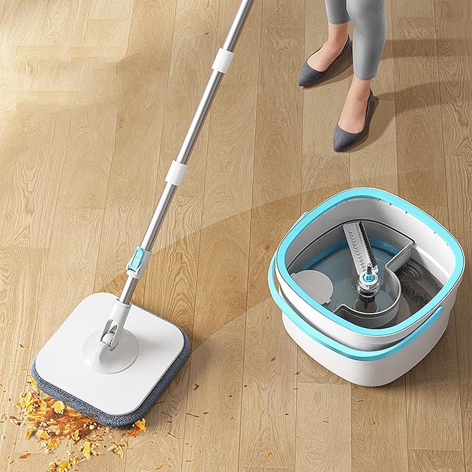 Mop and Bucket Set,Housekeeping Floor Cleaning Supplies - Mop Bucket with Wringer - for Hardwood Living Room Dining Room Kitchen Bathroom Study
