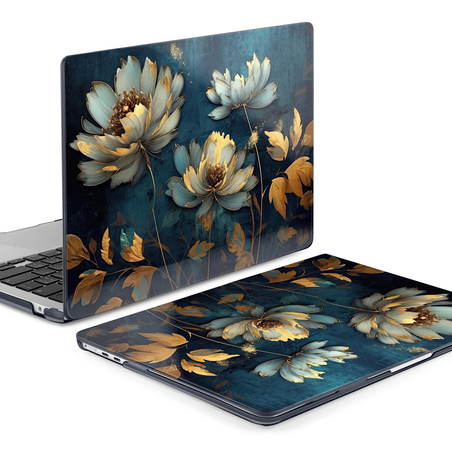 Batianda Premium Case for New MacBook Air 15 inch with M5 M4 M3 M2 Chip 2026 2025 2024 2023 Release, Designed Ultra-Slim Hardshell & Keyboard Cover & Screen Protector 4-in-1 Bundle, Blooming Flowers