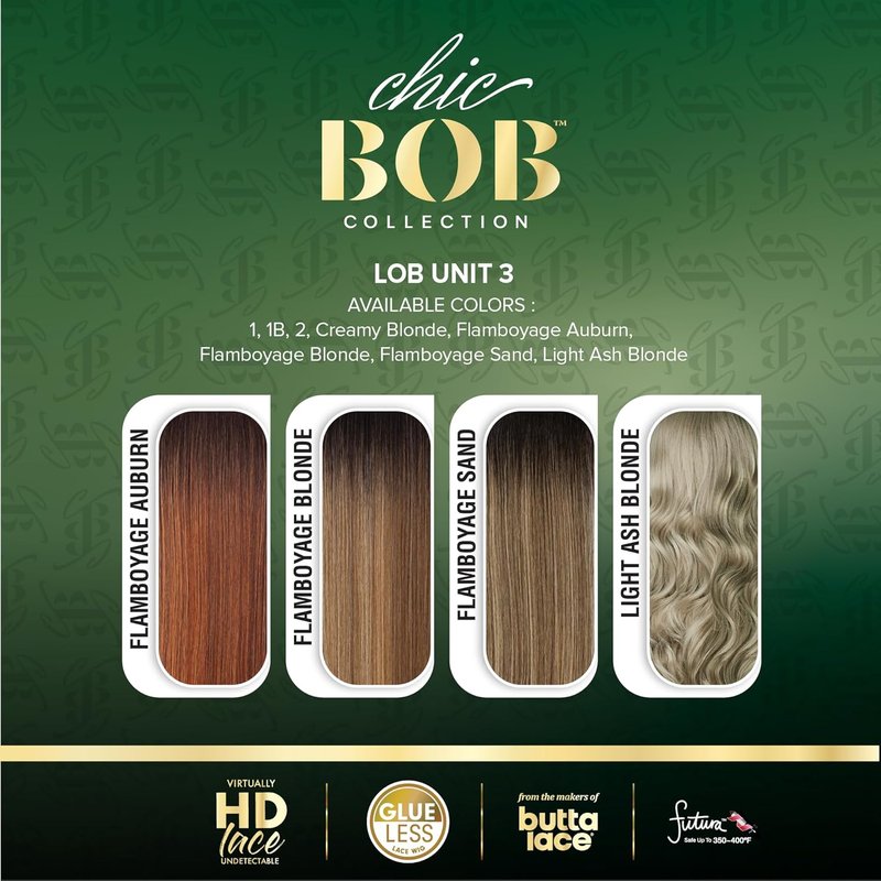 Chicbob Lace Front Wig - Lob Unit 3 Glueless Synthetic Hair with 5-Inch Deep Part | Jet Black