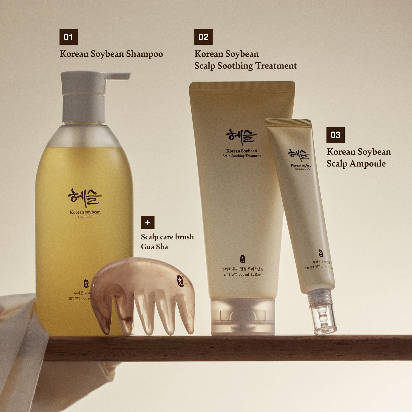 Hesul Korean Soybean Shampoo, Sulfate & Silicone-Free, Deep Scalp Cleanse, Hypoallergenic, Fermented Black Soybean Extract, pH-Balanced | 500ml