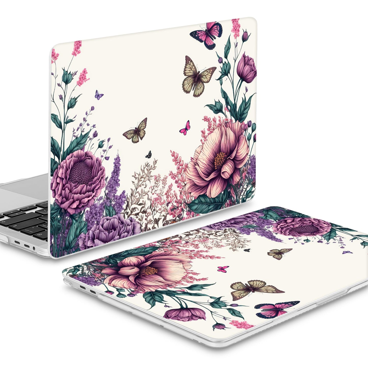 Mektron Designed Case for MacBook Pro 16 Inch A2141 Cover 2019 Release 16" with Liquid Retina Display/Touch ID, Plastic Hard Shell with Keyboard Skin & Screen Protector, Butterfly Flower C077