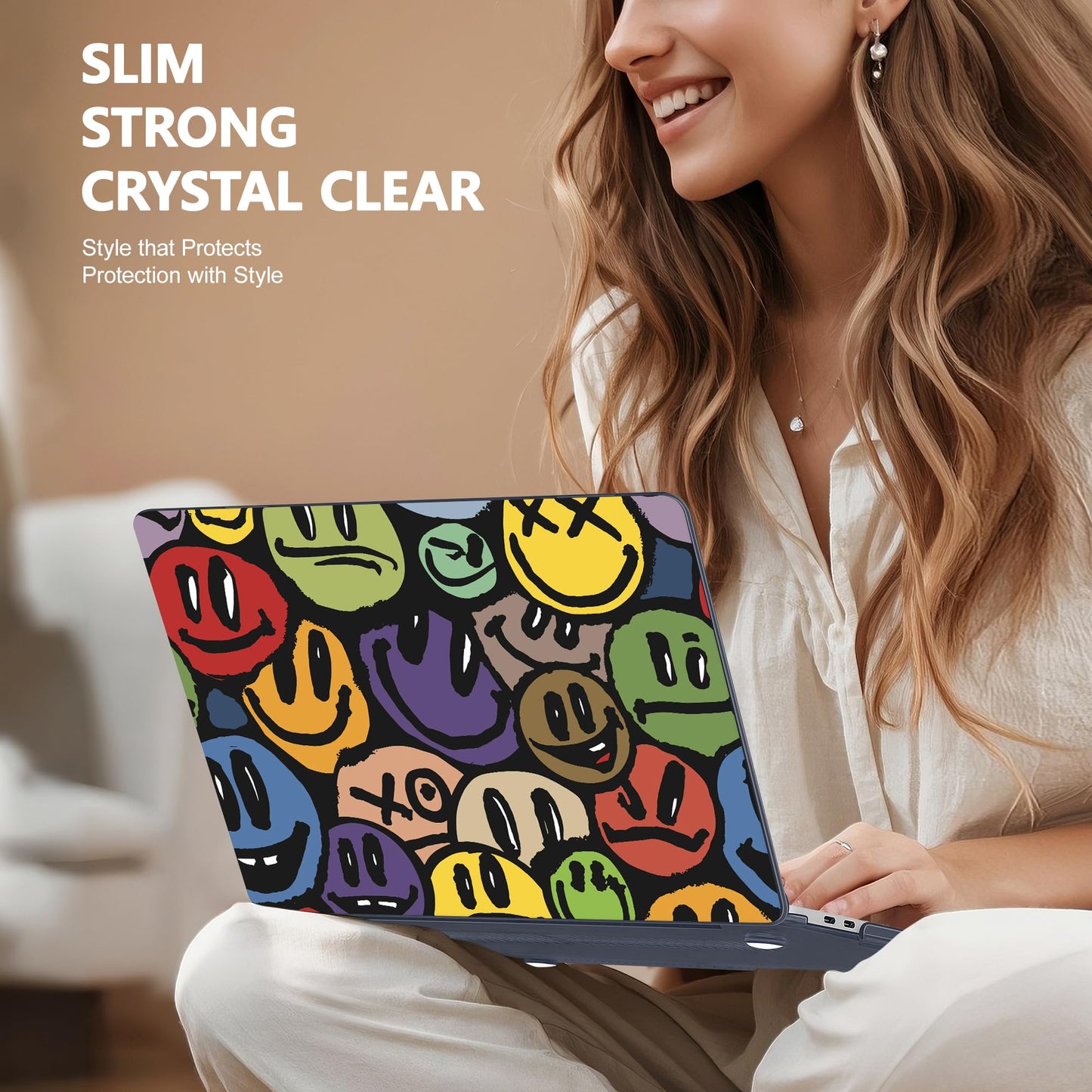 Lepeoac Case for MacBook Pro 13 inch Case M2 2022-2016 A2338 M1 A2251 A2289 A2159 A1989 A1708 A1706, Plastic Hard Shell + Keyboard Cover + Dust Plug, Happy Emoji