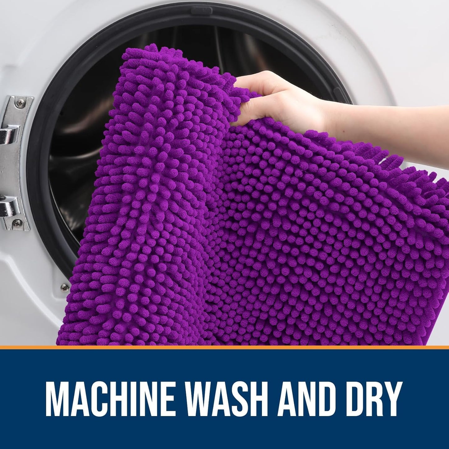 OLANLY Dog Door Mat - Absorbent Non-Slip Washable Chenille Mat for Muddy Paws | 59x24 Inches, Purple