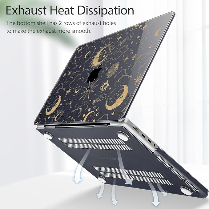 Tuiklol for MacBook Pro 14 Inch Case 2026 2025 2024 2023 2022 2021 Release M5/M4/M3/M2/M1 A2442 Pro/Max,Hard Shell Case with Screen Protector for Touch ID, Moons and Stars