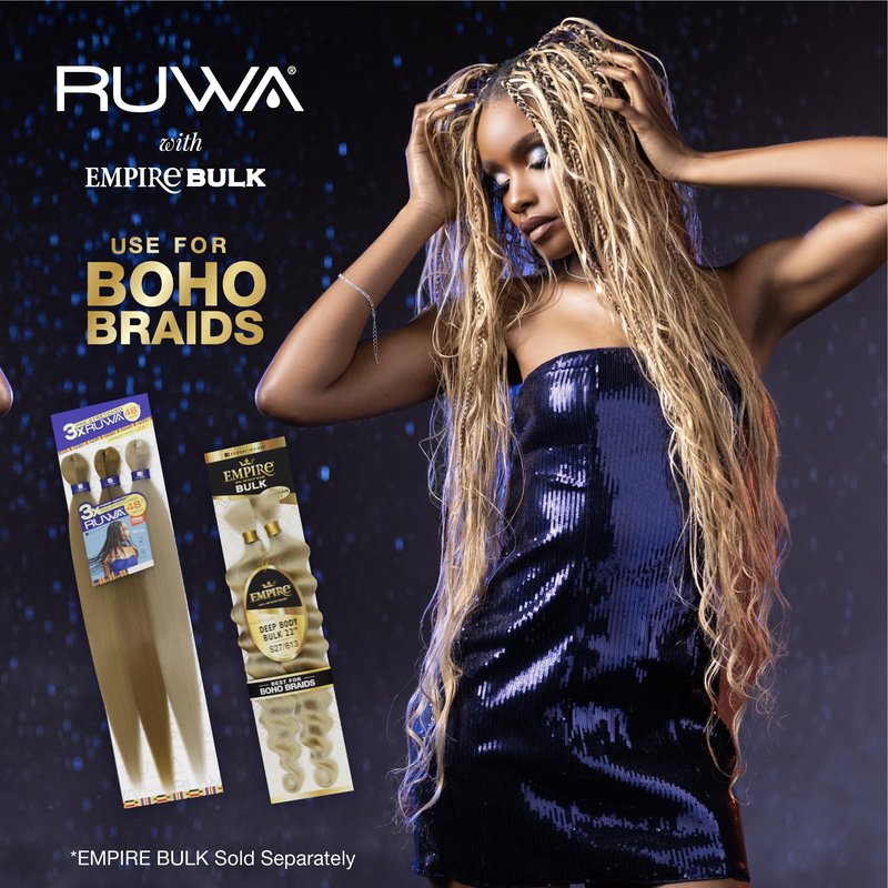 Sensationnel Ruwa prestretched braiding hair - 3x 48 inch water repellent kanekalon fast dry synthetic sports itch free (5 pack, 27 HONEYBLONDE)