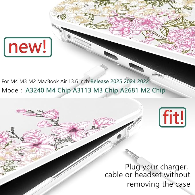 TWOLSKOO Compatible with MacBook Air 13 inch Case M5 2026 M4 2025 M3 M2 2024-2022 A3449 A3240 A3113 A2681, Plastic Hard Shell & Keyboard Cover for MacBook Air 13.6 inch Case, Mobilnoe