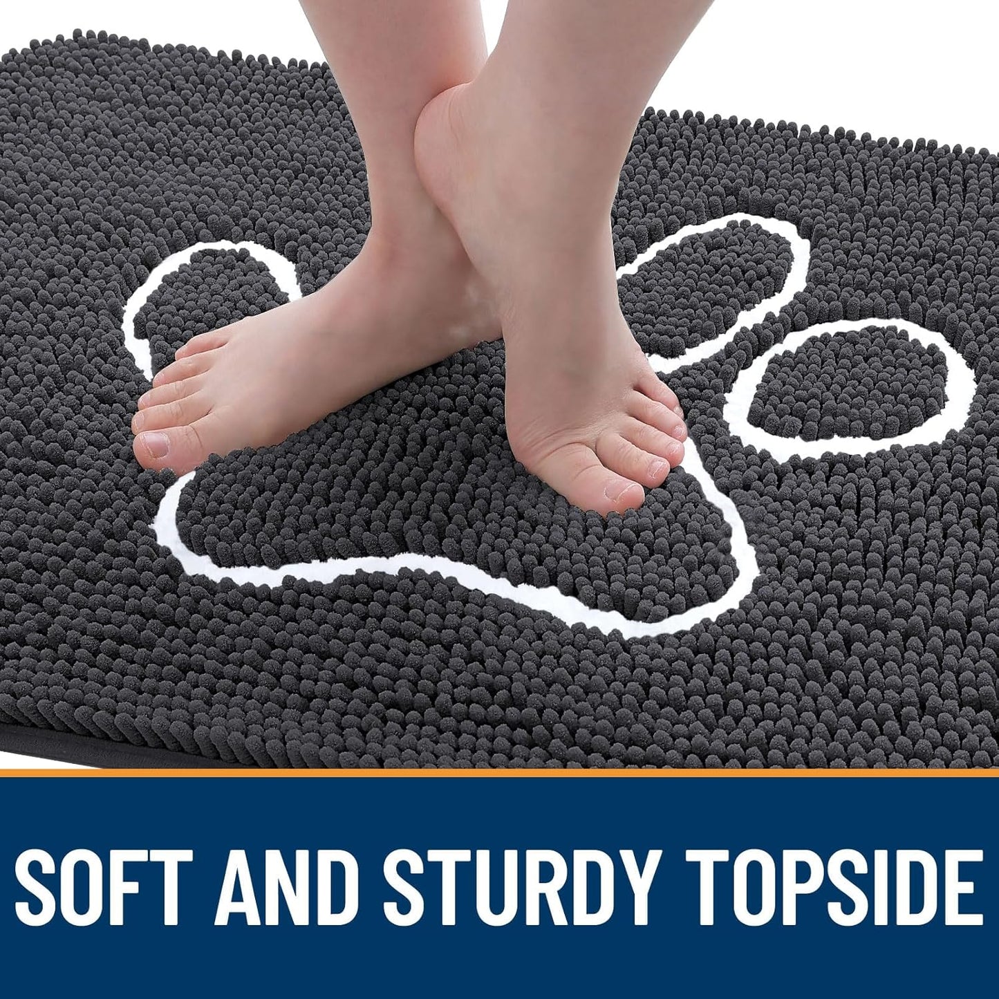 OLANLY Dog Door Mat - Absorbent Non-Slip Mud Mat for Paws | Quick Dry Chenille, 40x32, Dark Grey