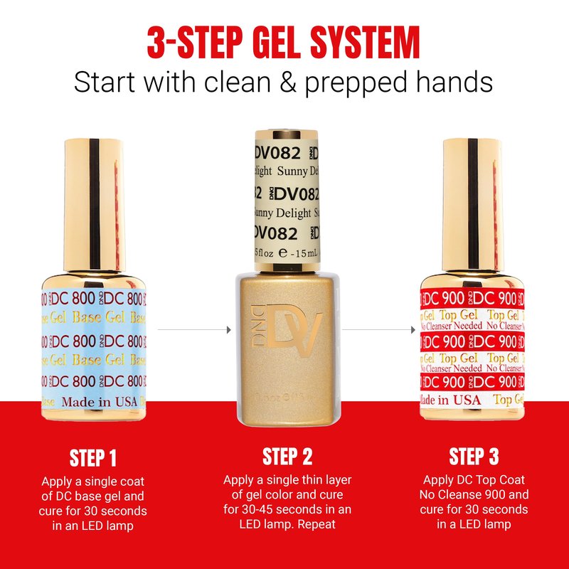DND Gel Polish Set, Coquette Collection, UV/LED Gel Polish and Air Dry Nail Lacquer, Matching Chip-Free Polish Duo, 082 Sunny Delight, 0.5 Fl Oz