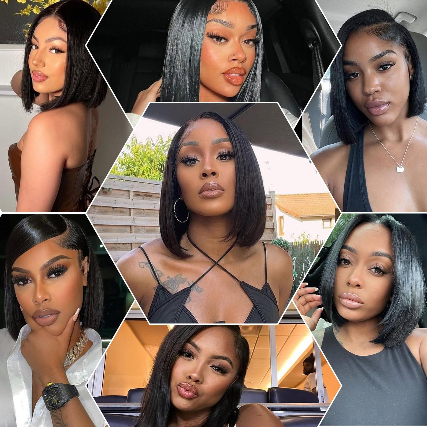 Baseze Bob Wig Human Hair 13x4 Frontal Lace Wig Short Straight HD Lace Front Bob Wigs for Black Women Human Hair Glueless Pre Plucked Hairline with Baby Hair 180% Density (12 Inch,Natural Black
