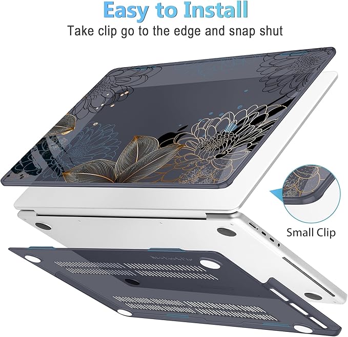 Mektron Case for 2026 M5 MacBook Pro 16 inch A3429 A3428 M4 A3403 A3186 M3 A2991 M2 A2780 M1 A2485 (2021-2025) Pro/Max with Liquid Retina XDR, Hard Shell Plastic Laptop Cover, Line Chrysanthemums