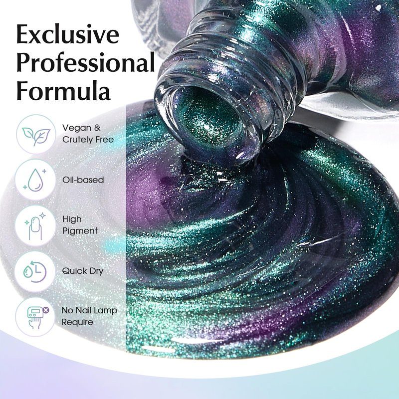 COSMOO Cat Eye Magnetic Nail Polish, Quick Dry Air Dry Fast-Drying Magnet Nail Lacquer for Manicure DIY Nail Art Supplies 15ml Gift for Women Girls 0.52 fl oz