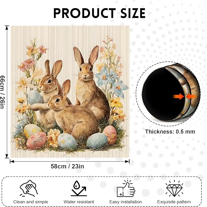 NYZE Easter Dishwasher Magnets Cover, Bunnies Dishwasher Magnetic Sticker Decorative, Reusable Dish Washer Cover for Dishwashers (Three Bunnies)