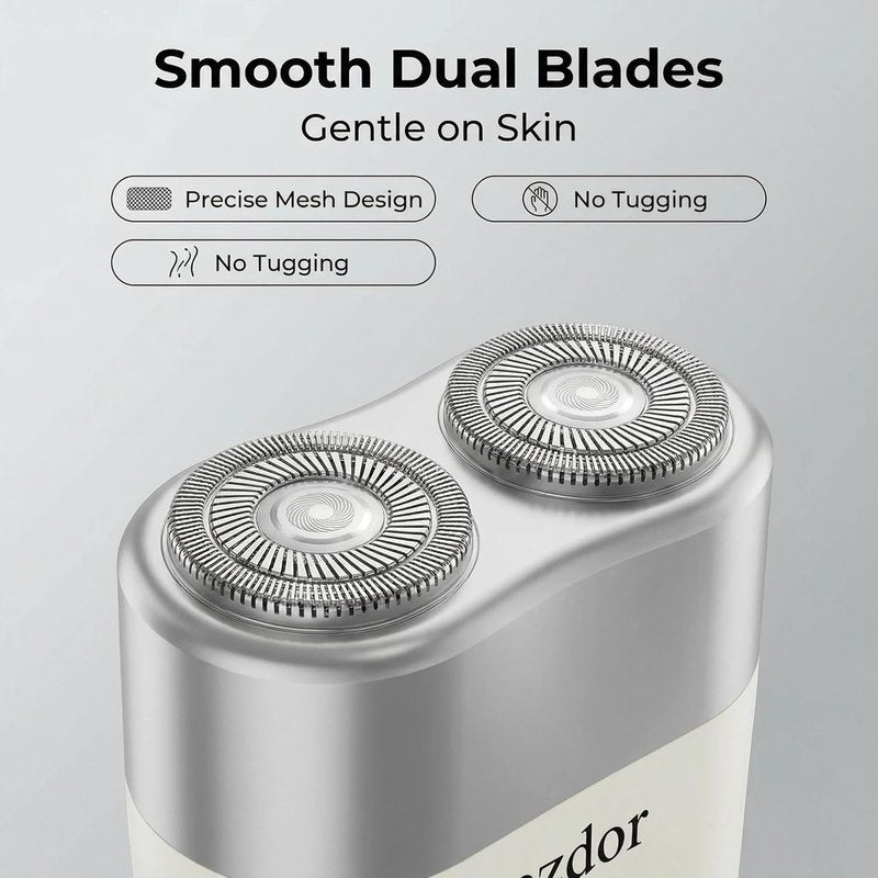 Mini Electric Shaver - Portable USB-C Rechargeable Razor for Men | Dual Blade, Wet & Dry, IPX7 Waterproof, Easy Clean