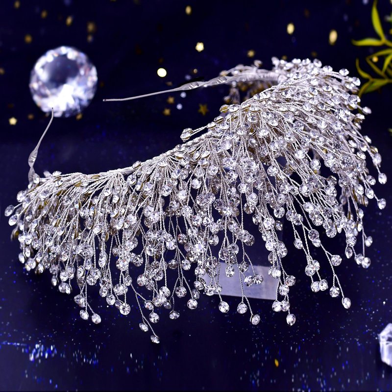 Queen Tiaras and Crowns Bridal Wedding Headband Crystal Tiara Crown, Birthday Party Wedding Pageant Hair Accessories (Silver/Single crown)
