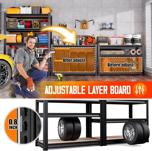 Garage Shelving Set of 3 | 71” Heavy Duty 5-Tier Metal Storage Shelves for Industrial Use