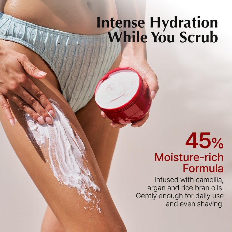 Monday Surf K Body Scrub Cream with Glycolic Acid – Moisturizing Vanilla floral Scent Exfoliating Scrub for Shaving Prep & Bumpy Skin – Vegan, Microplastic-Free, 9.5 oz