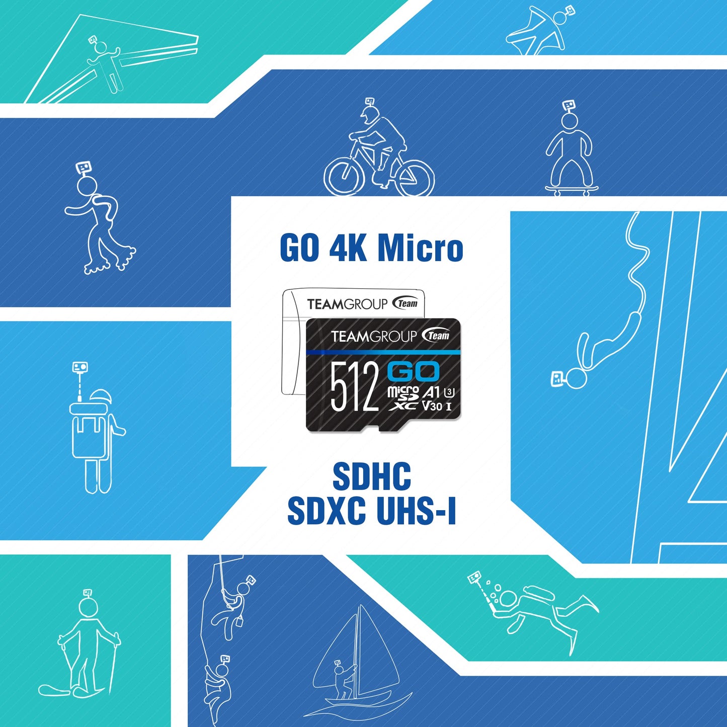 TEAMGROUP GO Card 64GB x 3 Pack MicroSDXC UHS-I U3 V30 4K for Action Cameras & Drone High Speed Flash Memory Card with Adapter for Outdoor Sports&Vlog, 4K Shooting,GoPro&Insta360&DJI TGUSDX64GU362