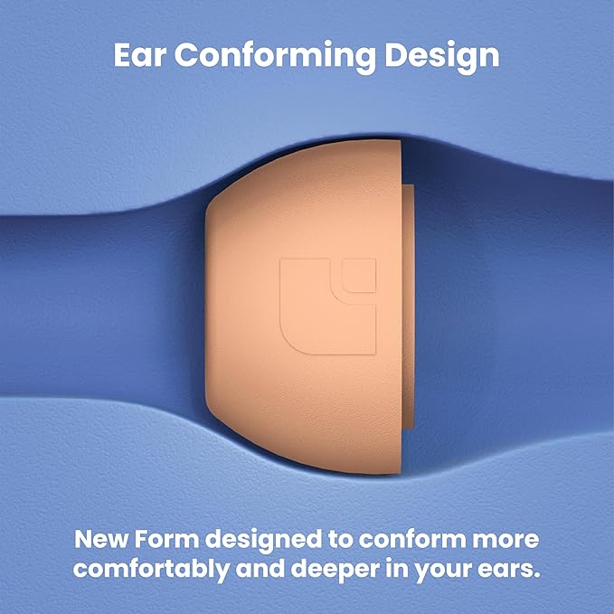 Foam Masters Ultra-Premium Memory Foam Ear Tips for AirPods Pro 1st & 2nd Gen | 3 Pairs | New Ver. | Secure Fit | Super Comfort | Better Noise Cancel | Replacement Buds (Large, Peach)