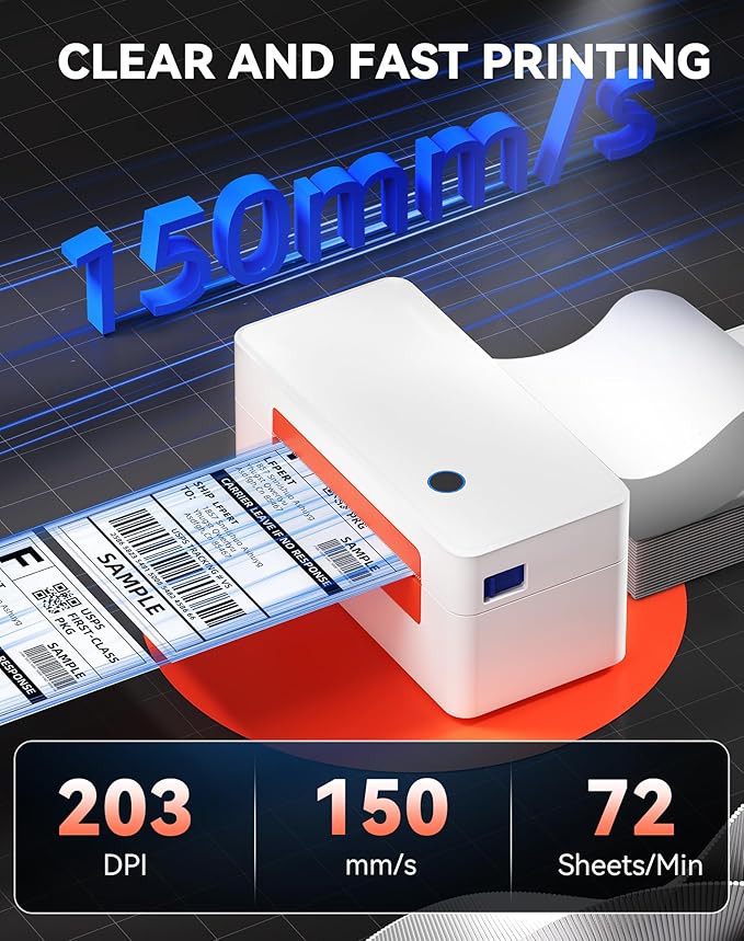 LFPERT Bluetooth Thermal Label Printer, Wireless 4x6 Shipping Label Printer for Small Business & Shipping Package Compatible with Android, iOS, Windows & Mac, Used for Amazon, Ebay, Shopify, USPS Etc