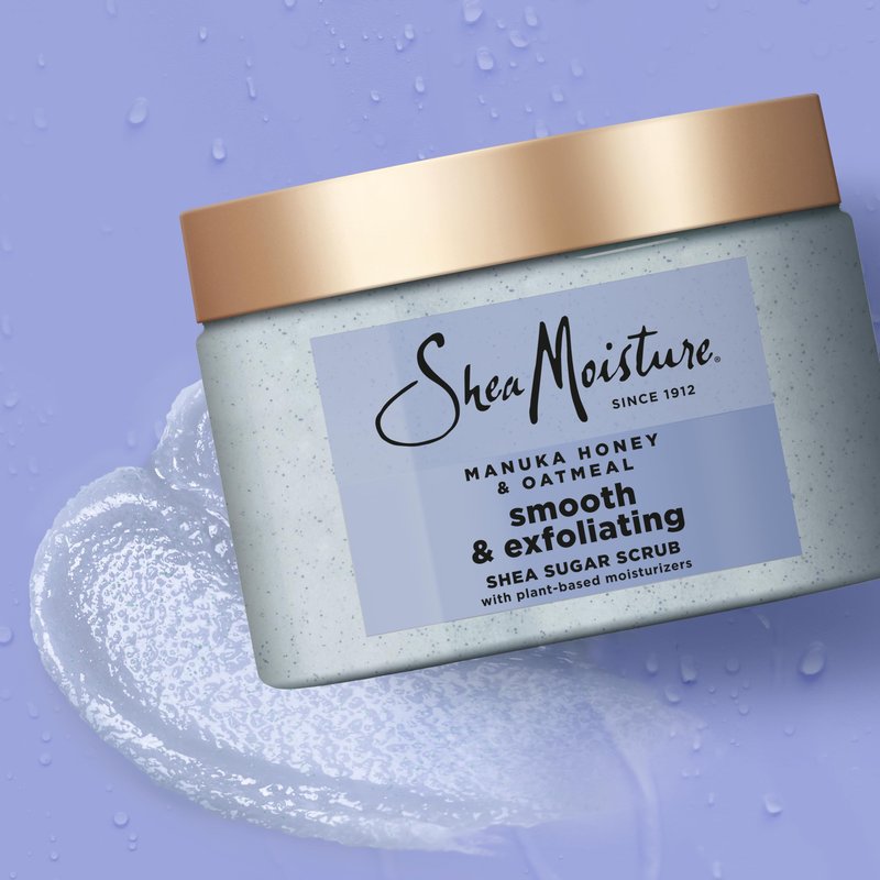 SheaMoisture Shea Sugar Body Scrub Manuka Honey Oatmeal for smooth & exfoliating Smooth and Exfoliating Body scrub with 24h shea moisture nutrients 12 oz
