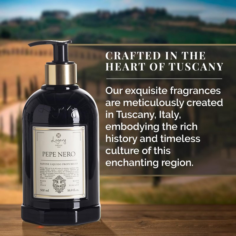 Logevy Pepe Nero Liquid Hand Soap – Mood Boosting Fragrance Made from the Best Skin-Friendly Ingredients Rich in Nutritional Properties for Hydrating and Soothing Action – 500ml