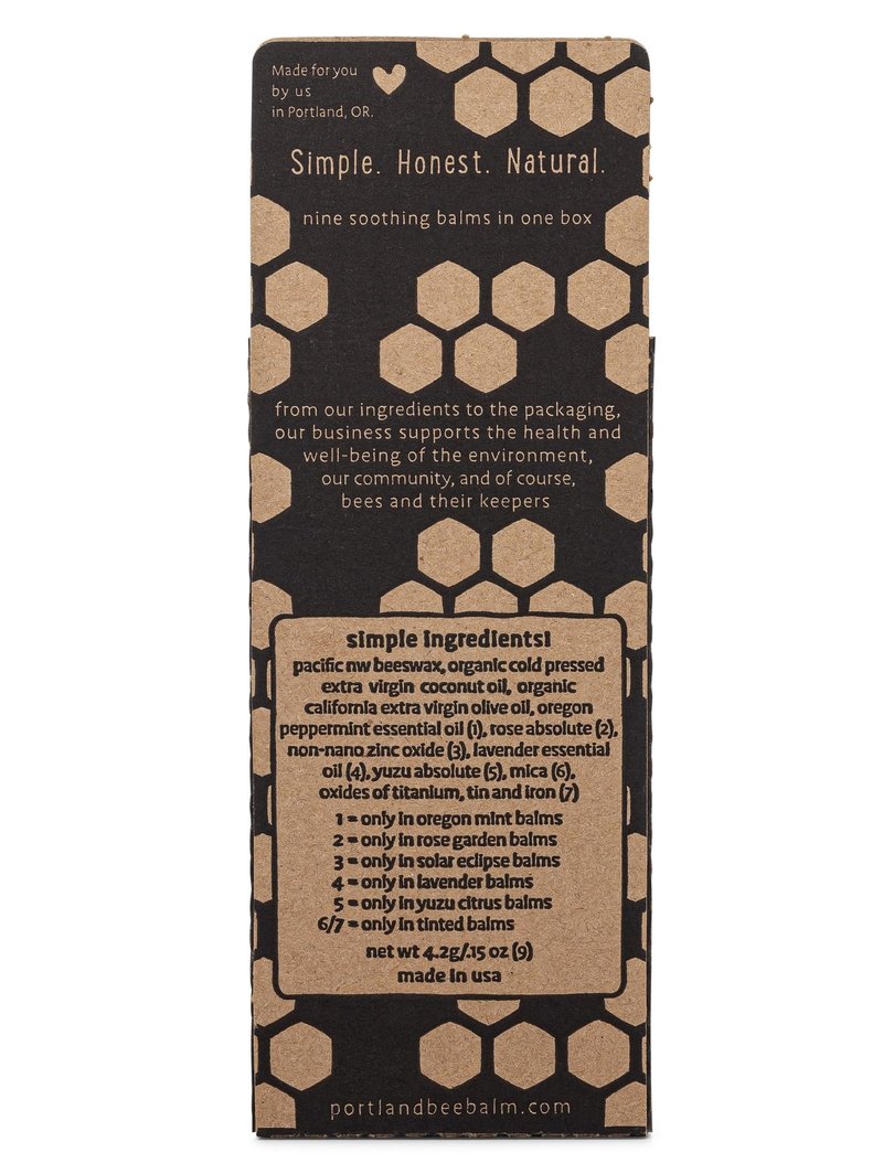Portland Bee Balm All Natural Handmade Beeswax Lip Balm with Organic Coconut and Olive Oil (Rose Garden) - 9 Count | Natural Lip Balm, Cruelty Free, Plastic Neutral, | Organic Lip Balm