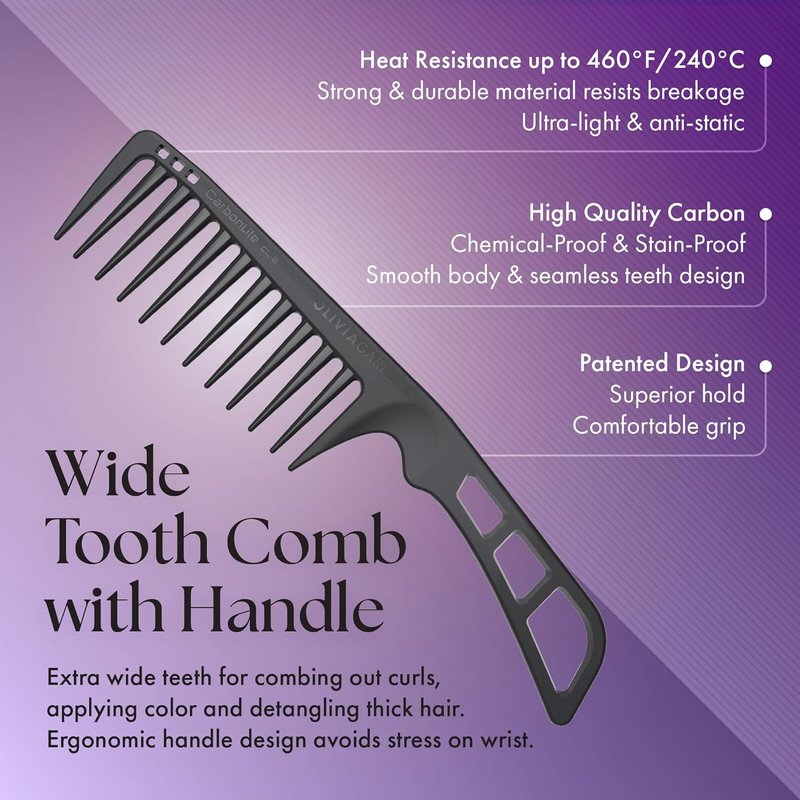 Olivia Garden CarbonLite Carbon Combs - Heat Resistant Hair Combs for Men & Women | Professional Barber Accessories