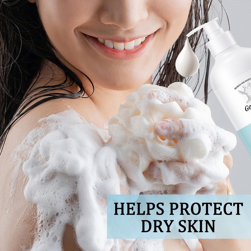 Goat Milk Body Wash,Gentle Silk Soft Foaming Milk Bath,Moisturizing Body Cleanser for All Skin