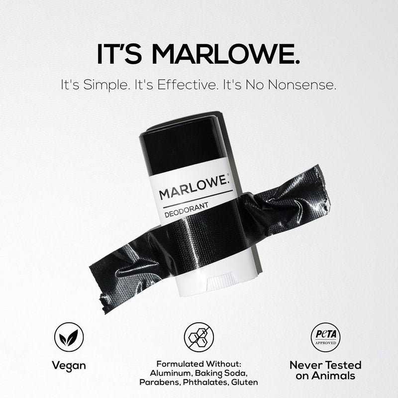Marlowe. Men's Aluminum-Free Deodorant Stick - Vegan Formula with Coconut Oil & Shea Butter | Fresh Cedarwood & Sea Salt, 2.5 oz