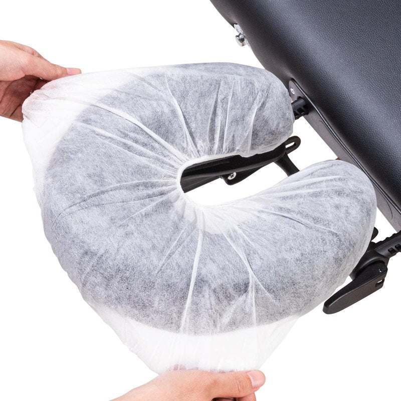 Noverlife 100PCS Disposable Fitted Face Cradle Covers, Non-woven Ultra Soft Massage Face Covers Headrest Covers for Massage Tables & Massage Chairs, Universal Size Beauty Salon SPA Face Rest Covers