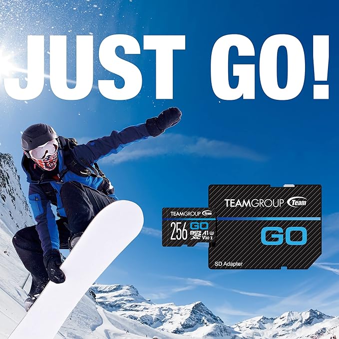 TEAMGROUP GO Card 512GB MicroSDXC UHS-I U3 V30 4K for Action Cameras & Drone High Speed Flash Memory Card with Adapter for Outdoor Sports&Vlog, 4K Shooting,GoPro&Insta360&DJI TGUSDX512GU303