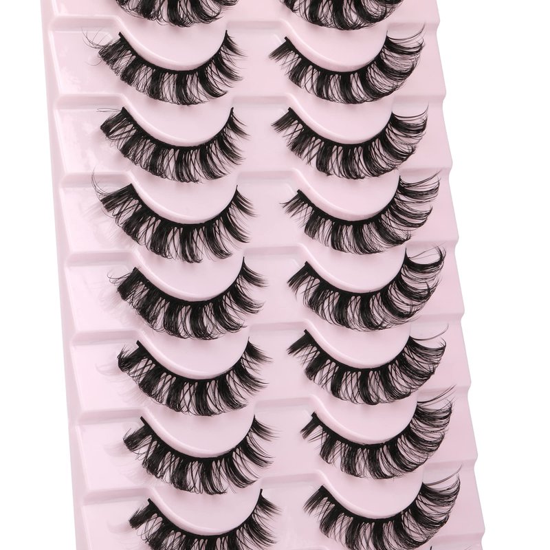 wiwoseo Eyelashes Russian Strip Lashes Fake Eyelashes Russian Volume Natural Wispy Lashes 15MM Natural Lashes 10 Pairs Pack