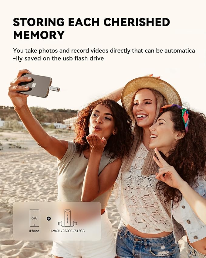 BLANBOK+ MFi Certified 256GB Flash Drive for iPhone Photo Stick, USB Thumb Drive Memory Stick High Speed USB Drive Photo Storage for iPhone USB Stick Compatible for iPhone/iPad/Android/PC, BLA232