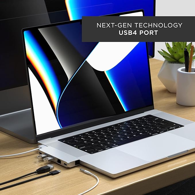 Satechi USB C Hub Multiport Adapter Pro Hub Mini, USBC Dongle with USB4 Port, USB C Data, 2 USB-A Data, Ethernet, Audio Jack, for MacBook Air/Pro M5/M4/M3/M2/M1 - Silver