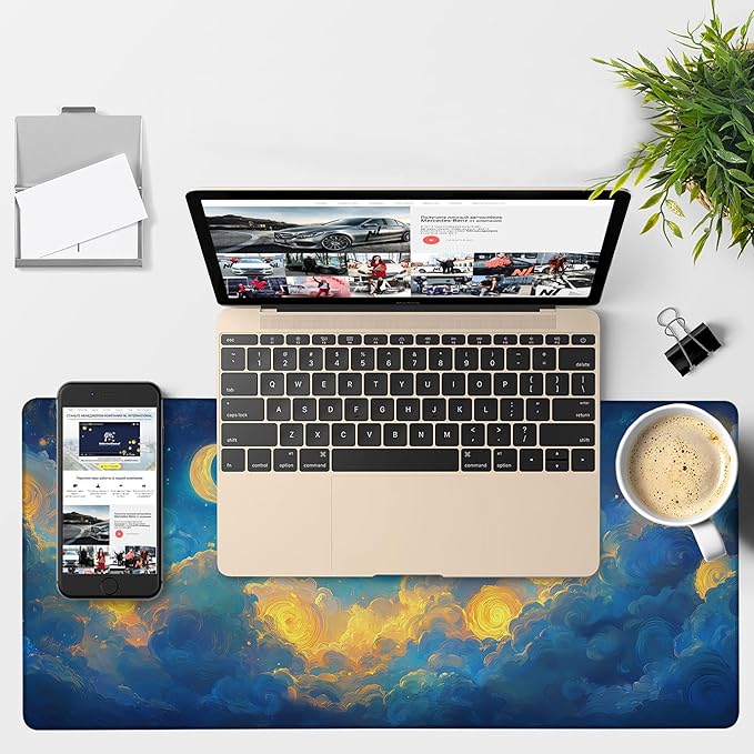NITAHHHY Gaming Desk Pad Large Extra Length Night Sky Mouse Pad Keyboard Laptop Non-Slip Waterproof with Rubber Base Thick Stitched Edge Mouse Mat for Office Home 35.4 x 15.7 Inches