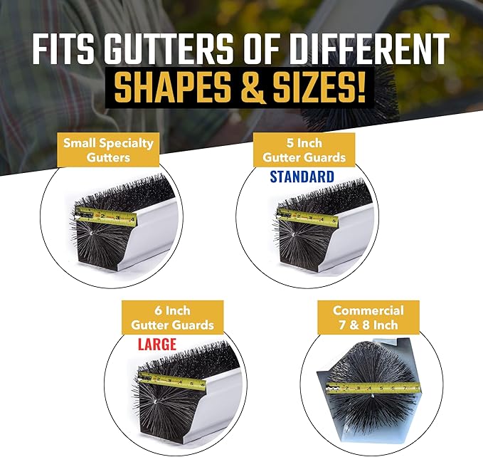GutterBrush Gutter Guard Sample Pack 3-Sizes - 12 Inch Lengths - 3.25", 4.25", 5.25" Diameters for Residential Gutters
