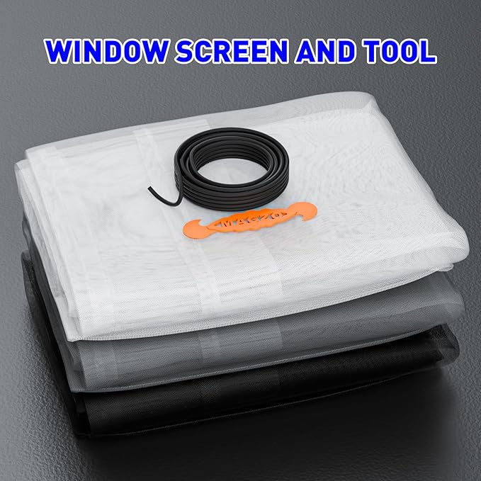 MAGZO Window Screen Replacement Mesh 48"W x 99"L - Pet Resistant Premium & Durable Polyester Screen Door Mesh, Allows Fresh Air In, DIY Repair Kit Includes Tool for Sliding Doors,Windows,Patio, Gray
