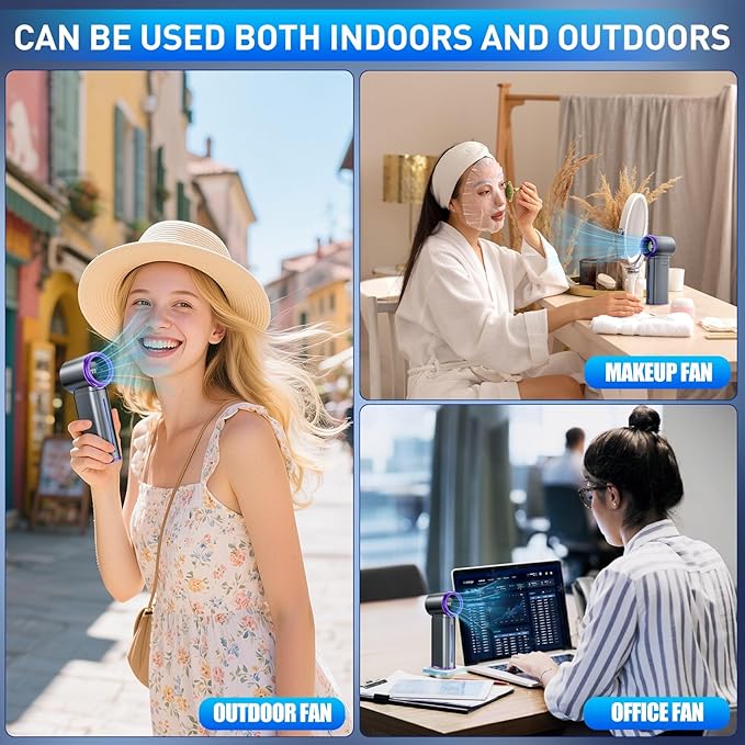 Portable Handheld Fan, Powerful Mini Hand Held Fan, 5000mAh Rechargeable, Digital Display, 1-199 Speeds Adjustable, Personal Fan for Travel Outdoor Camping Home Makeup Commuting, Gifts for Women Men