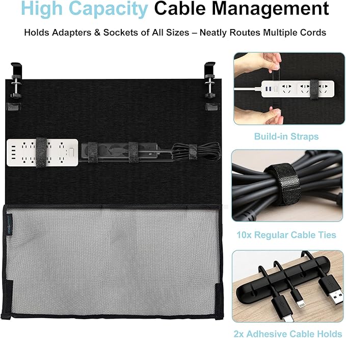 Under Desk Privacy Panel and Cable Management, 24" Felt Modesty Panel Kit