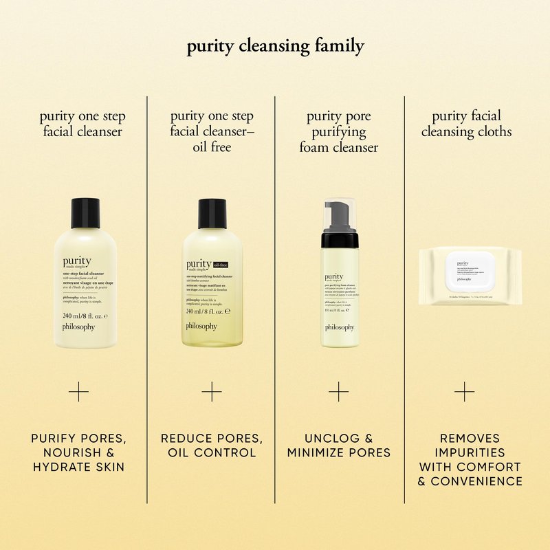 philosophy purity made simple one-step facial cleansing cloths - easily removes makeup, dirt & oil on the go - skin is left clean and comfortable with no rinsing needed - 30 Count