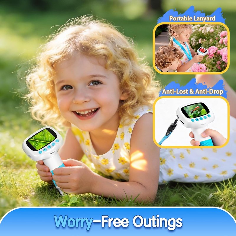 Digital Microscope for Kids - Handheld STEM Science Toy | Video Camera, Light Blue