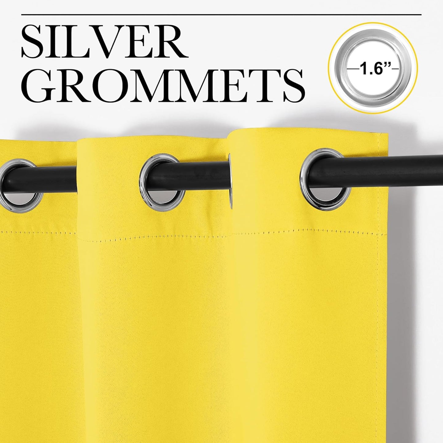 NICETOWN Bright Yellow Room Darkening Curtains - Thermal Insulated Grommet Drapes, 42" x 78" (Set of 2)