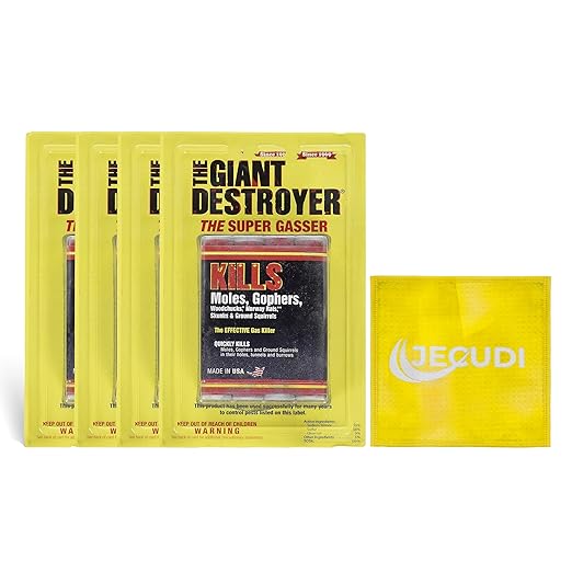 Giant Destroyer Smoke Bomb Gasser â Rodent & for Gophers, Moles, Groundhogs & Rats â 4 Pack (16 Tubes) + Jecudi Towel
